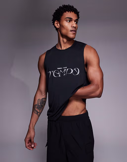 Nylon Performance Mesh Quick Dry Graphic Running Tank Top