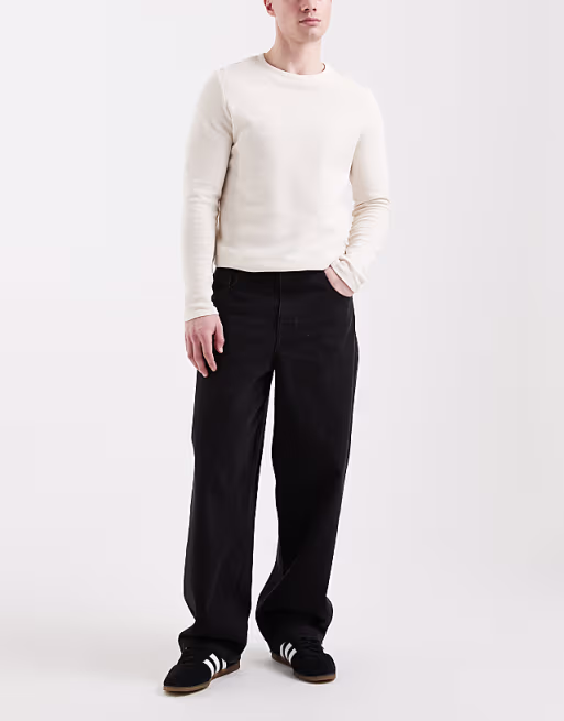 Loose Straight Jeans in Washed Black