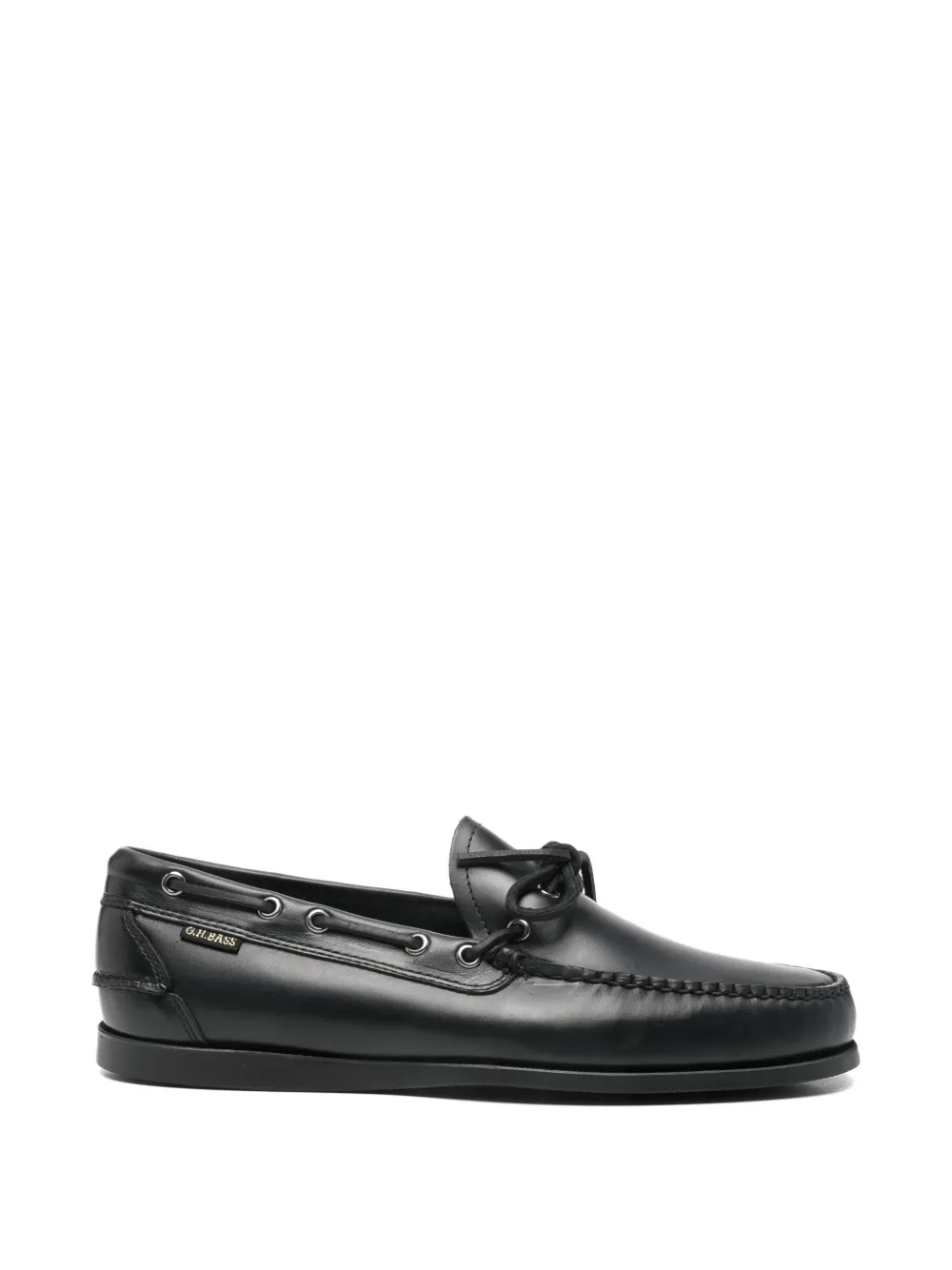 laced leather boat shoes