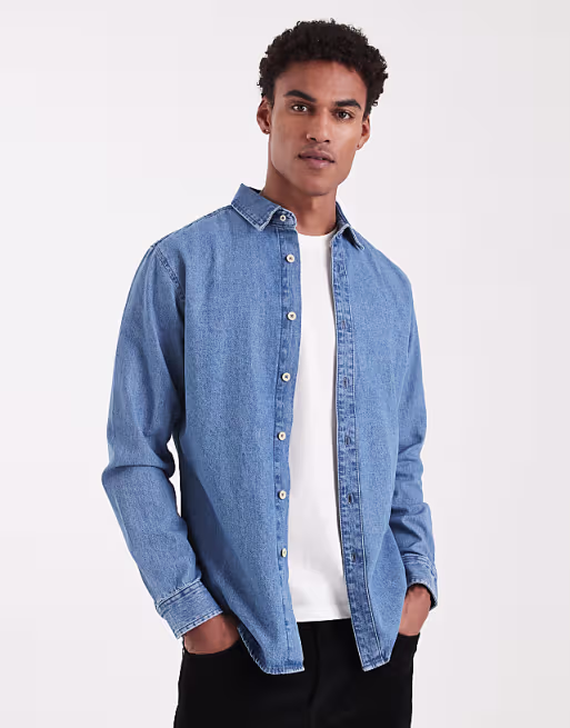 denim shirt in mid blue